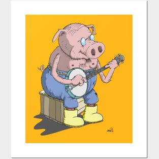 Hillbilly Pig plays Banjo Posters and Art